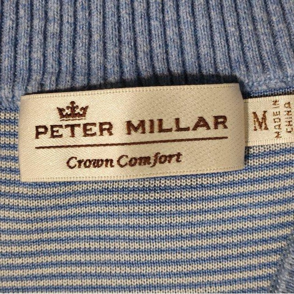 Peter Millar Blue Zip Up Sweater with Stand-Up Collar - Picture 5 of 5